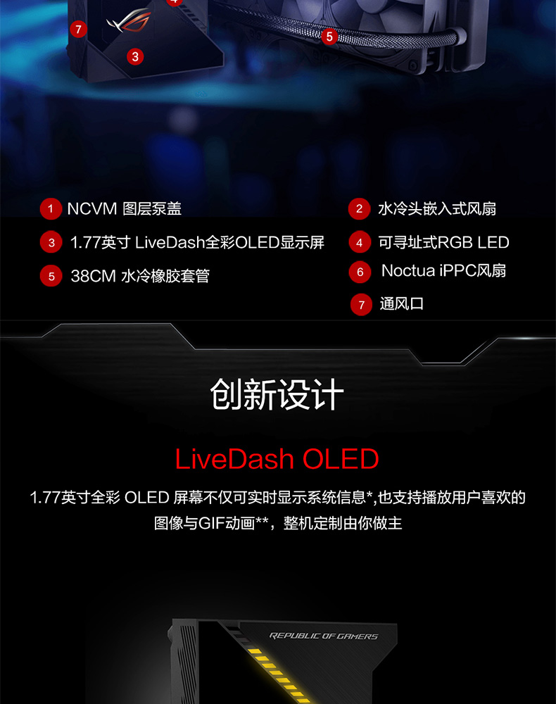 华硕（ASUS）ROG RYUJIN II 龙神360 一体式 CPU 水冷 散热器神光同步