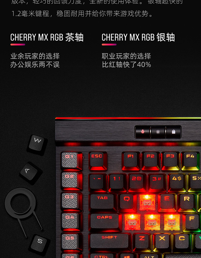 海盗船 Gaming K95 RGB Platinum Gunmetal 键盘 MX Speed
