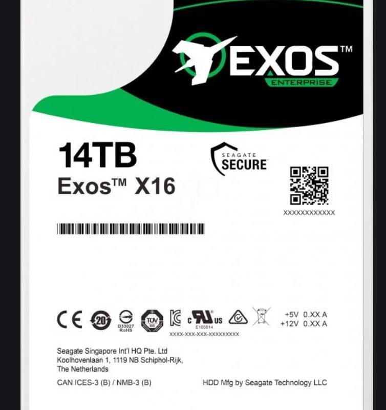 希捷 Seagate 14TB 3.5" SAS EXOS Enterprise 512E/4KN 12GB/S 7200RPM 机械硬盘