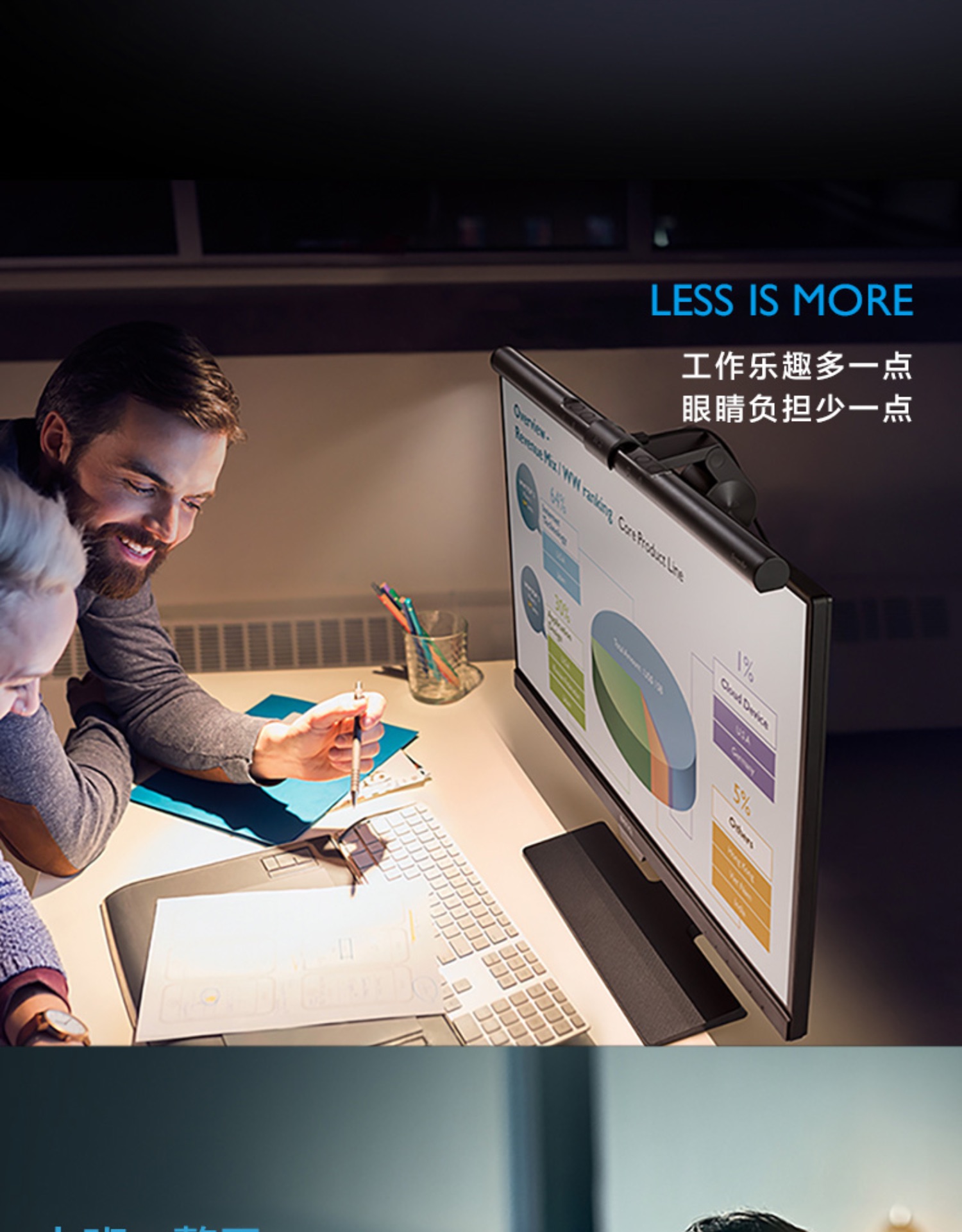 明基 Benq ScreenBar Plus显示器读屏挂灯工作护眼智能自适应台灯屏幕挂灯