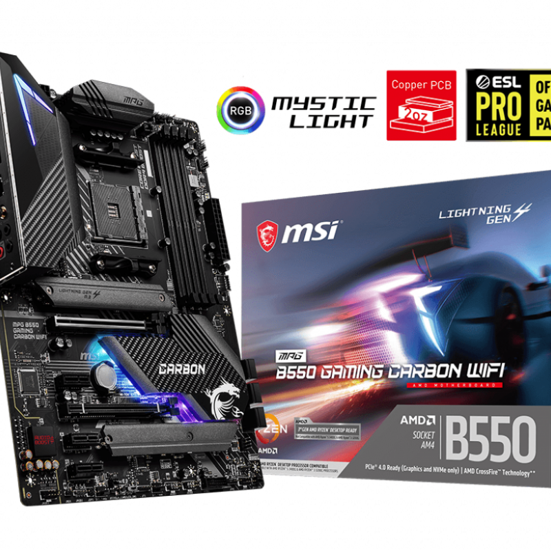 微星 MPG B550 Gaming Carbon Wi-Fi ATX Motherboard 主板