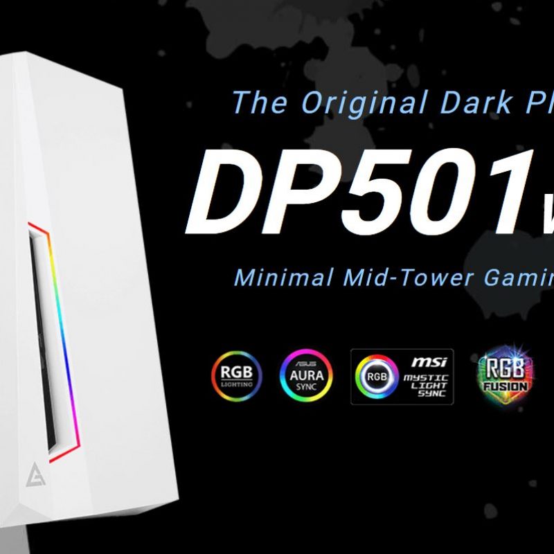安钛克 Antec DP501 White ATX ARGB Front LED, LED Control, Tempered Glass, 2.5' x 4, 3.5' x 2, 7x PCI.1x 120mm pre-installed Gaming Case. 2 Years Warranty