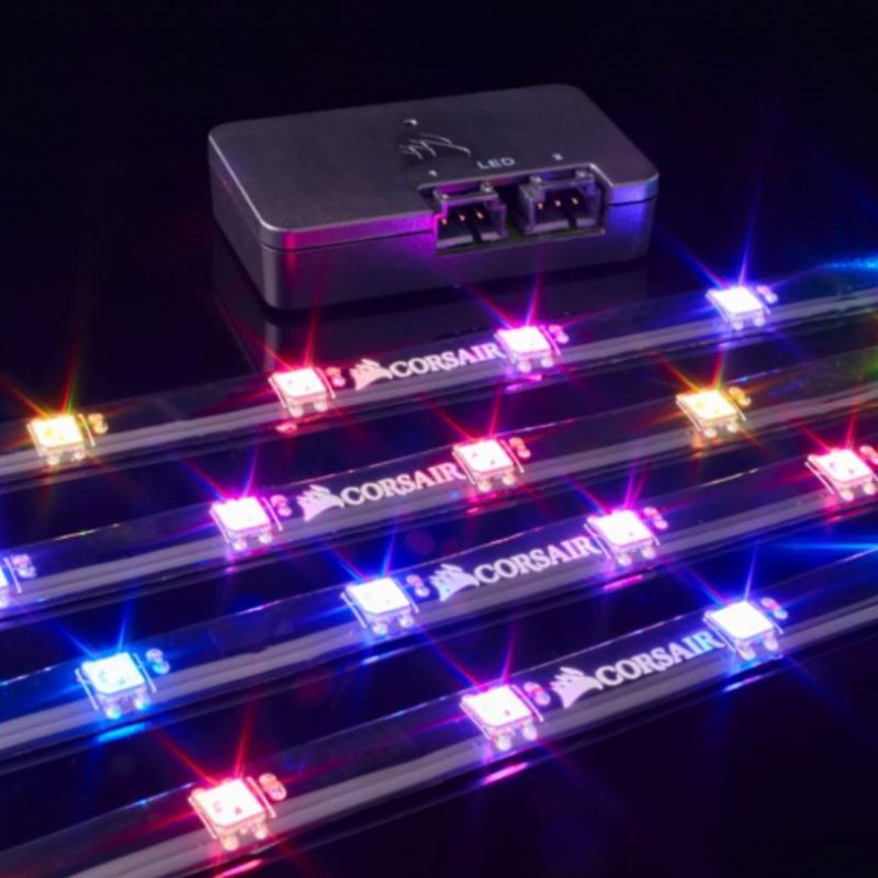 海盗船 Lighting Node PRO with 4x RGB LED Strips and Controller. 2x RGB FAN Hub