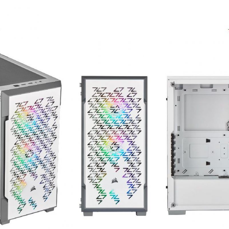 海盗船 iCUE 220T RGB Airflow Smart ATX, mATX, Mini-ITX Case - White. 2 Years Warranty
