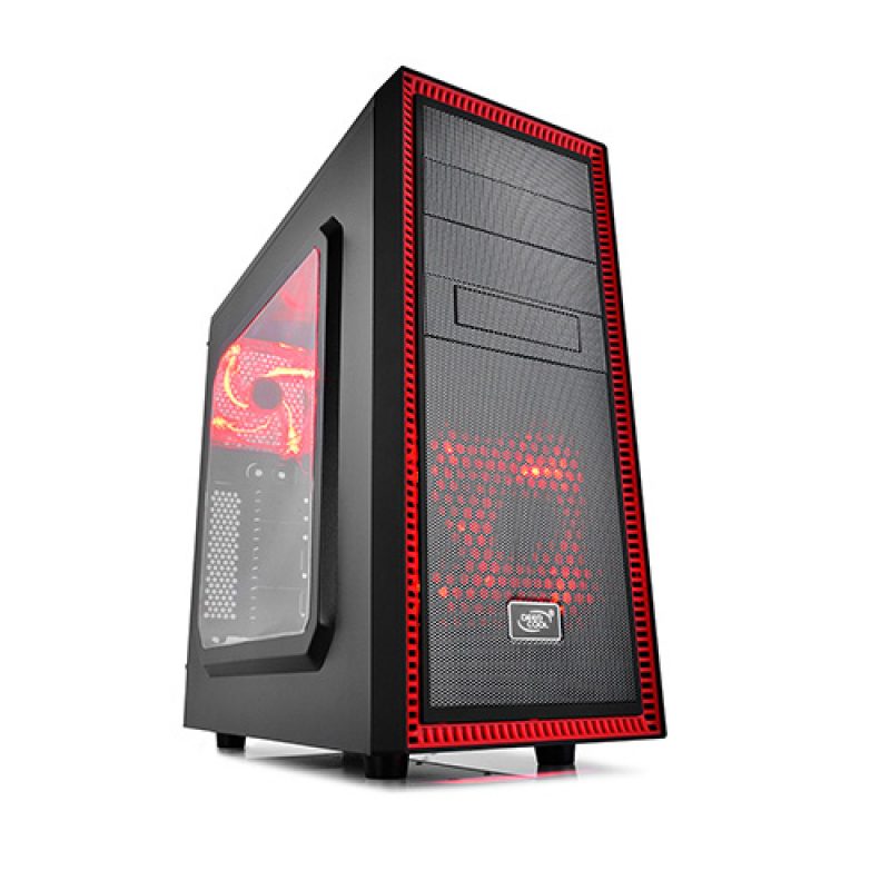 九州风神 Tesseract SW Mid Tower Case Side Window Includes 2 RED 120mm LED Fans, RED