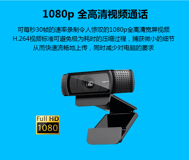 罗技 LOGITECH C920E Webcam 1080p 摄像头 苹果可用