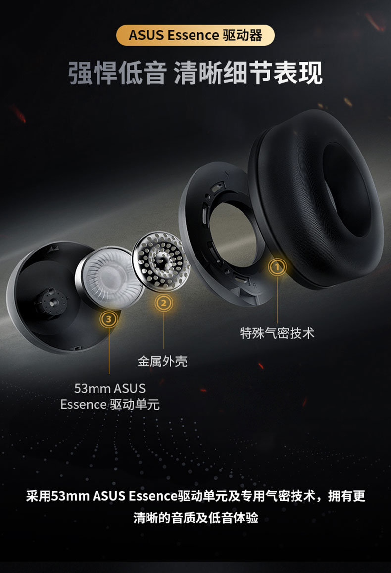 华硕 Asus TUF 电竞特工 GAMING H3 SILVER 银色 多平台游戏耳机