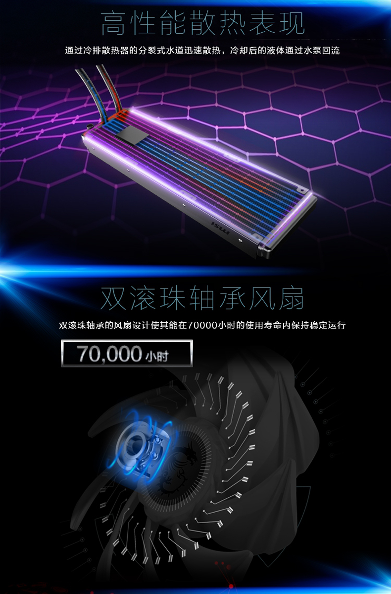 MSI微星MAG CORELIQUID 360R 寒冰一体式 水冷散热器 ARGB 全平台静音风扇