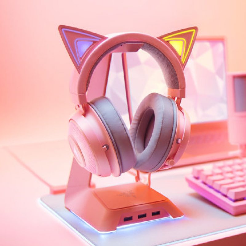 雷蛇 Razer 北海巨妖萌猫版 粉晶 RGB 耳机 Kitty Ears Quartz Edition