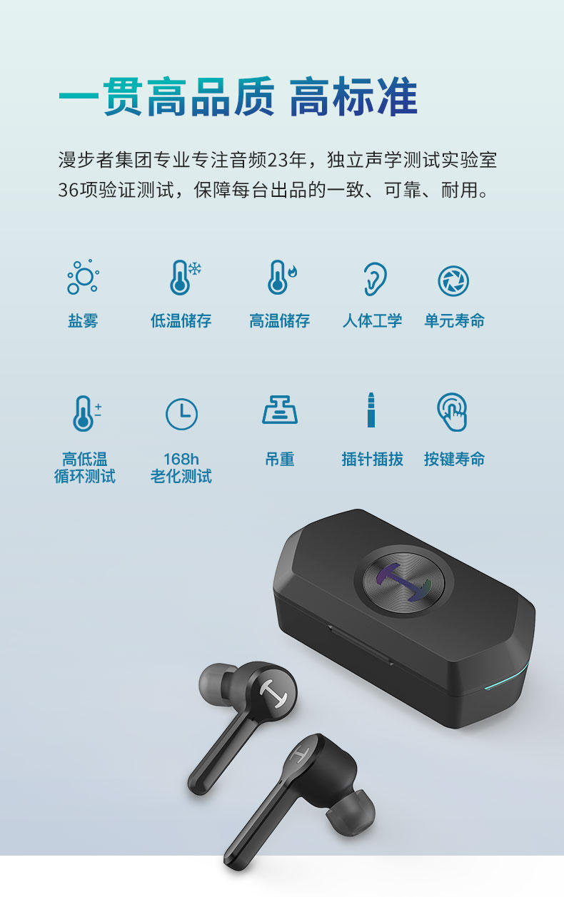Edifier 漫步者 GM6 Gaming Wireless Earbuds 蓝牙5.0 降噪 防溅 无线耳机