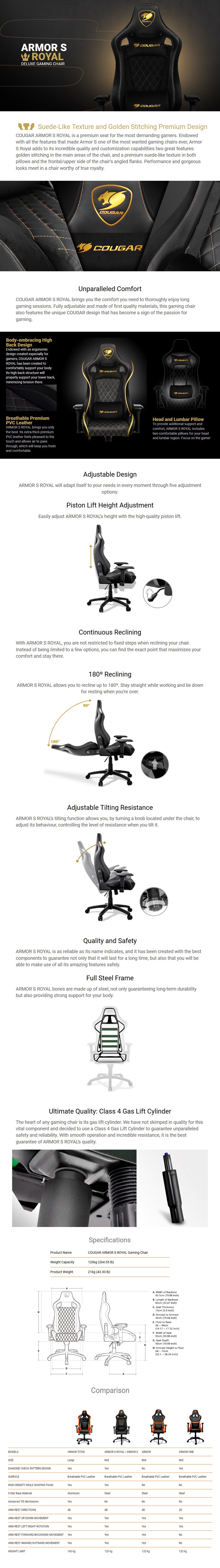 Cougar Armour S Royal Deluxe Gaming Chair - Desktop Overview 1