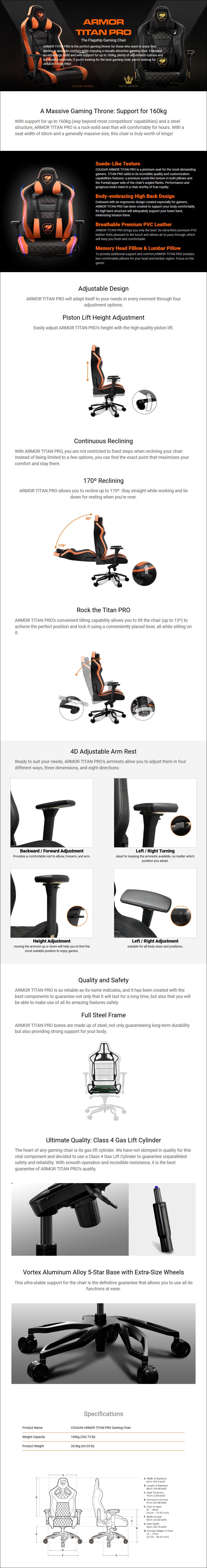Cougar Armor Titan Pro Gaming Chair - Royal - Overview 1