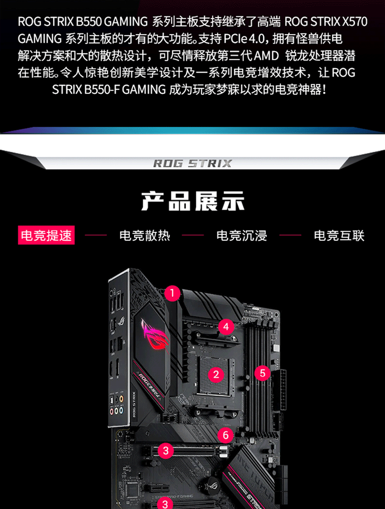 华硕 ASUS AMD B550 ROG STRIX B550-F GAMING ATX主板