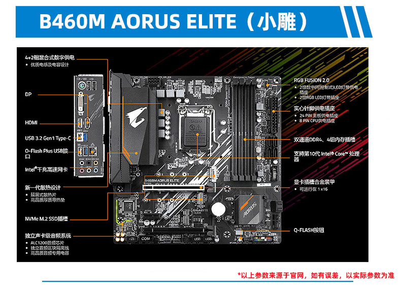 技嘉B460M aorus elite小雕主板