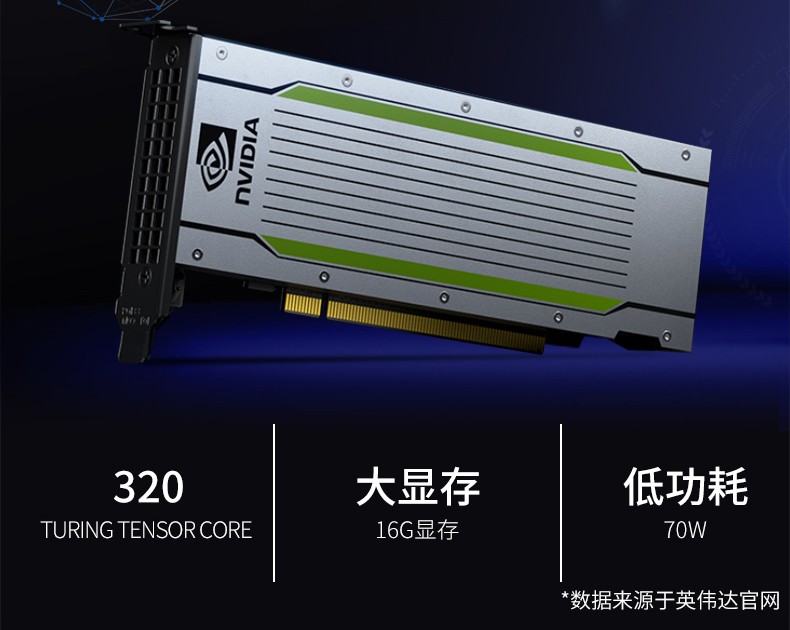 超微 SuperMicro 英伟达 Tesla T4 16GB 深度学习 渲染 运算加速显卡 单槽被动散热
