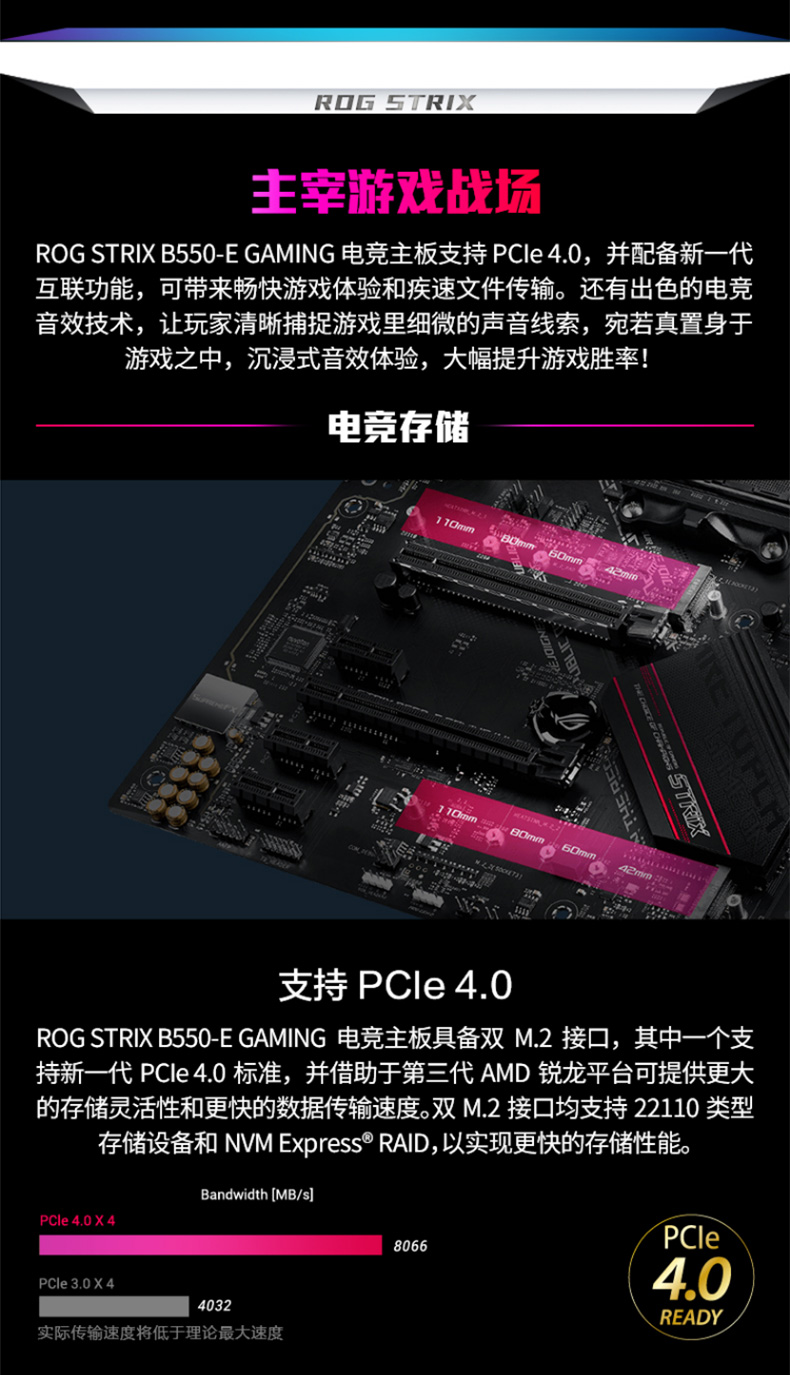 华硕 ASUS AMD B550 ROG STRIX B550-E GAMING ATX主板