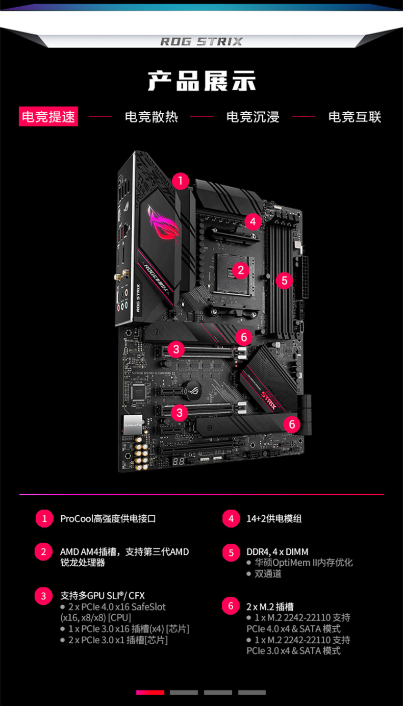 华硕 ASUS AMD B550 ROG STRIX B550-E GAMING ATX主板