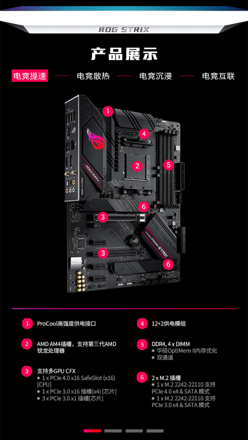 华硕 ASUS AMD B550 ROG STRIX B550-F GAMING(WI-FI) ATX主板
