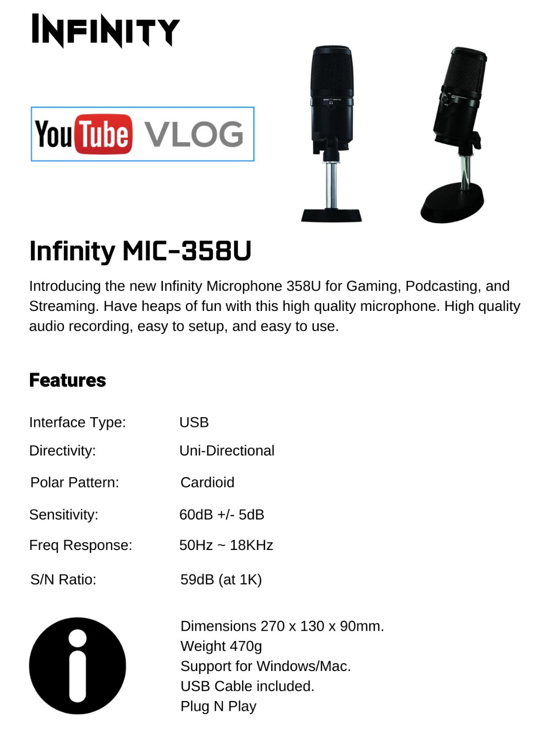 Infinity MIC358U USB Microphone