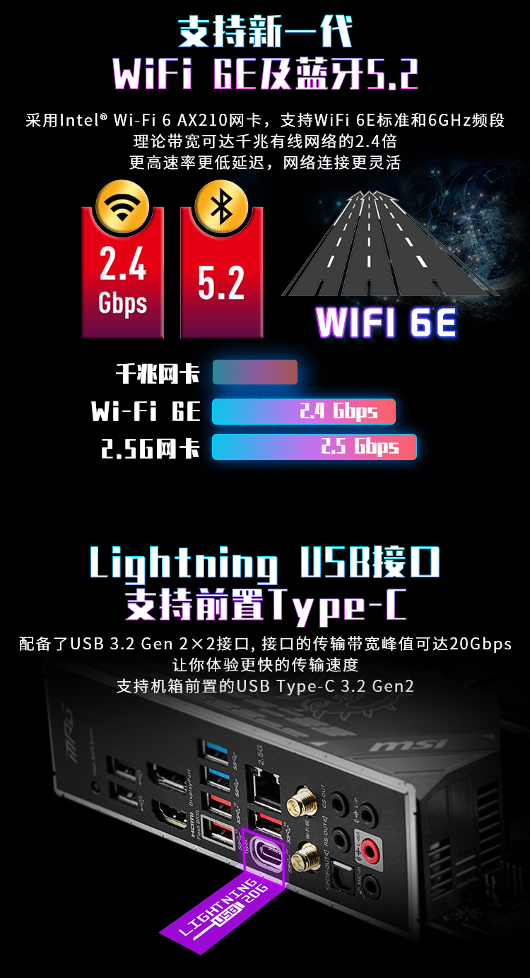 微星 刀锋 MSI MPG Z590 GAMING EDGE WIFI ATX 主板