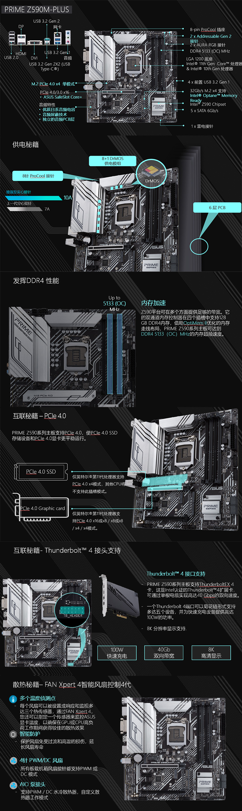 华硕 ASUS PRIME Z590M-PLUS Intel Z590 (LGA 1200) Micro ATX