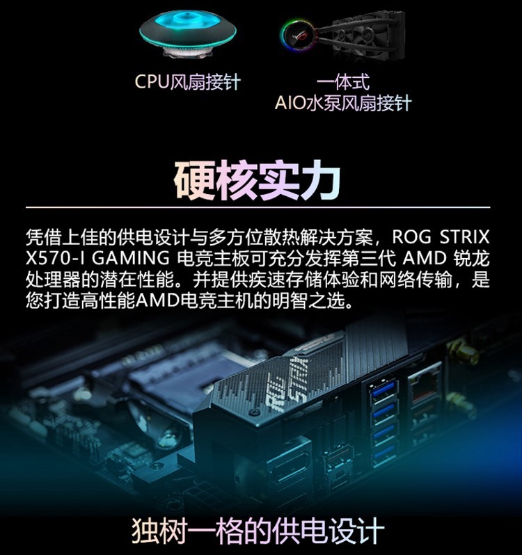 ASUS 华硕 ROG STRIX X570-I GAMING, AMD AM4 Mini-ITX Gaming Motherboard
