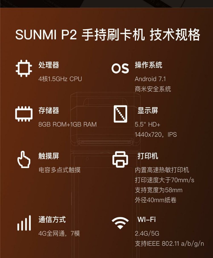 商米SUNMI-P2 手持安卓收银机