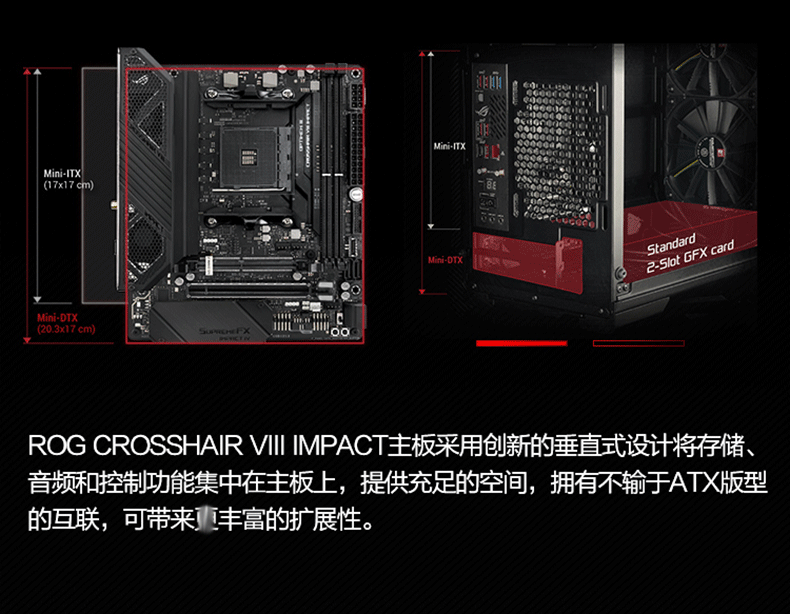 ASUS 华硕 ROG CROSSHAIR VIII IMPACT AMD AM4 X570 Mini-DTX Enthusiast Gaming Motherboard