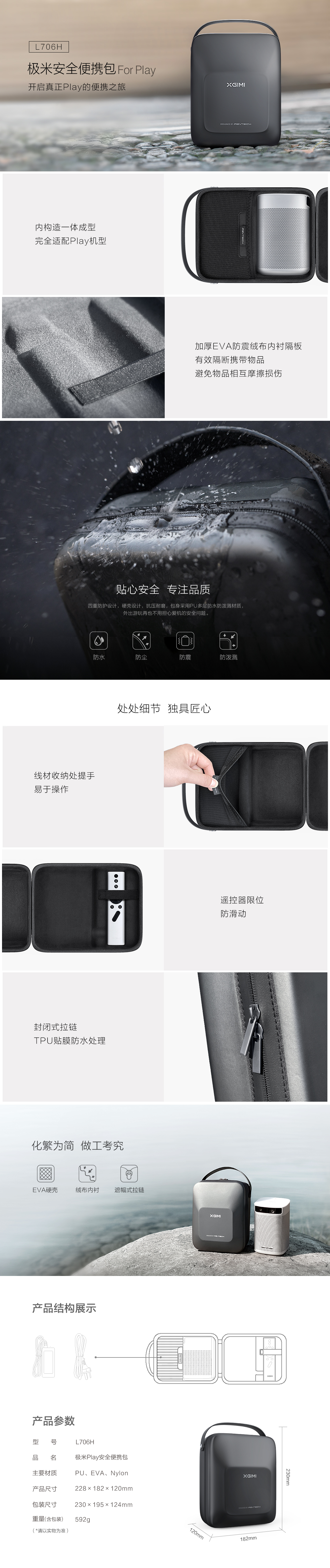 极米XGIMI Play安全便携包 防水防尘防震 | EVA硬壳 | 遮幅式拉链（适配Play、Play特别版、play超悦版）