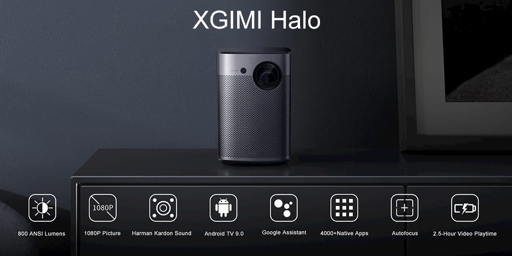 极米 XGIMI光环全高清便携式投影仪 配备安卓电视9.0 WIFI支持4K 3D家庭影院全球版