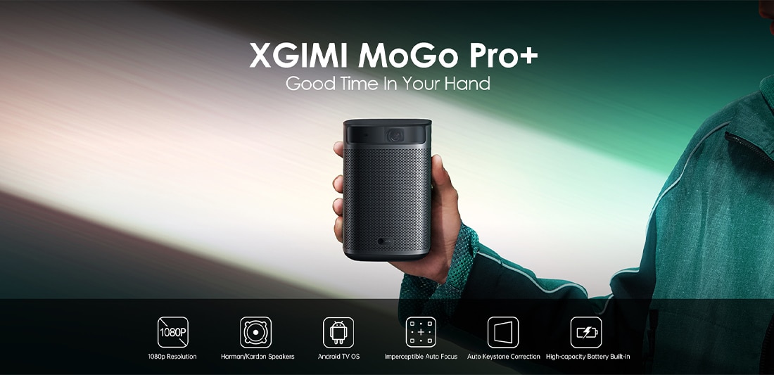 极米 XGIMI Mogo Pro+ 1080P 智能便携式投影仪 配备安卓电视自动键盘校正自动对焦家庭影院投影仪