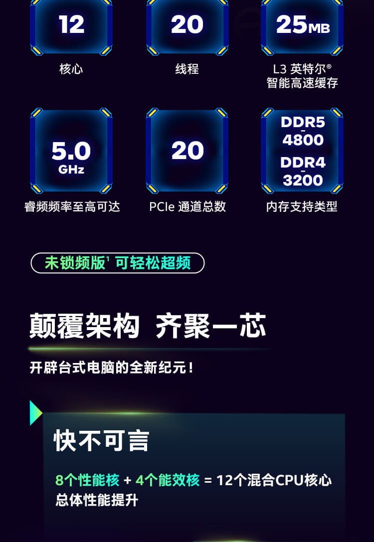 英特尔 酷睿 i7 12700K 12代 处理器