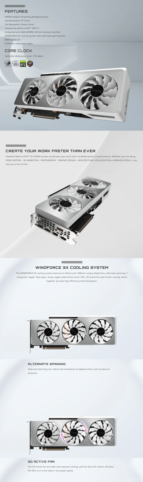 Gigabyte GeForce RTX 3070 Ti VISION OC, 8GB