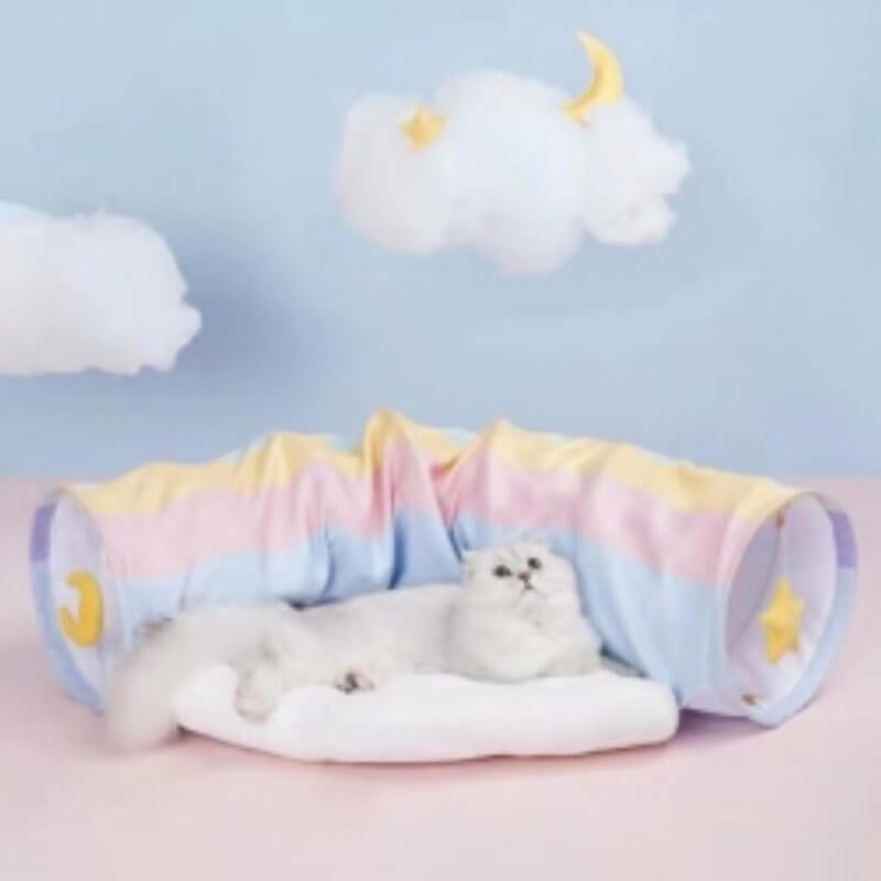 zeze彩虹猫隧道 猫通道 滚地龙 可拆洗 通用别墅猫玩具