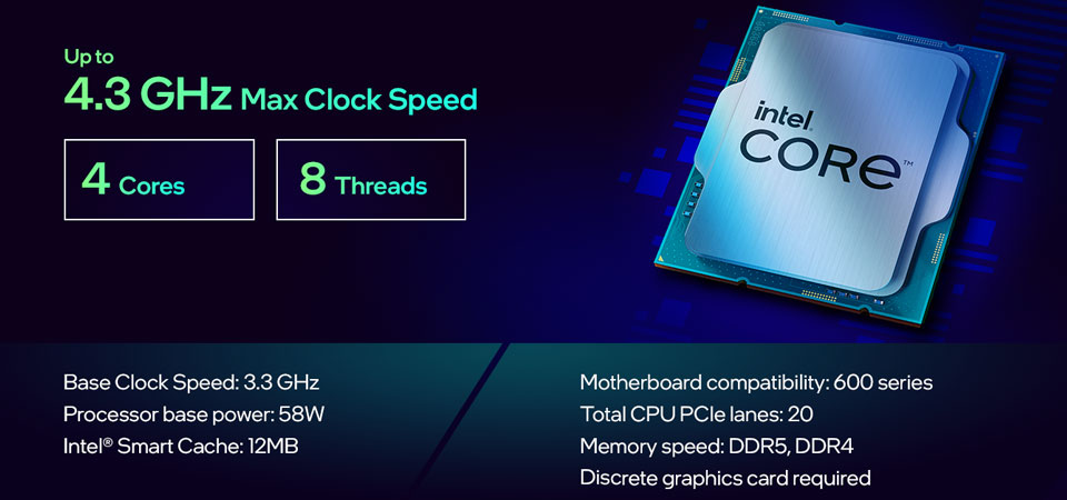 英特尔 酷睿 i3 12100F 4 Core LGA 1700 4.30 GHz CPU 处理器