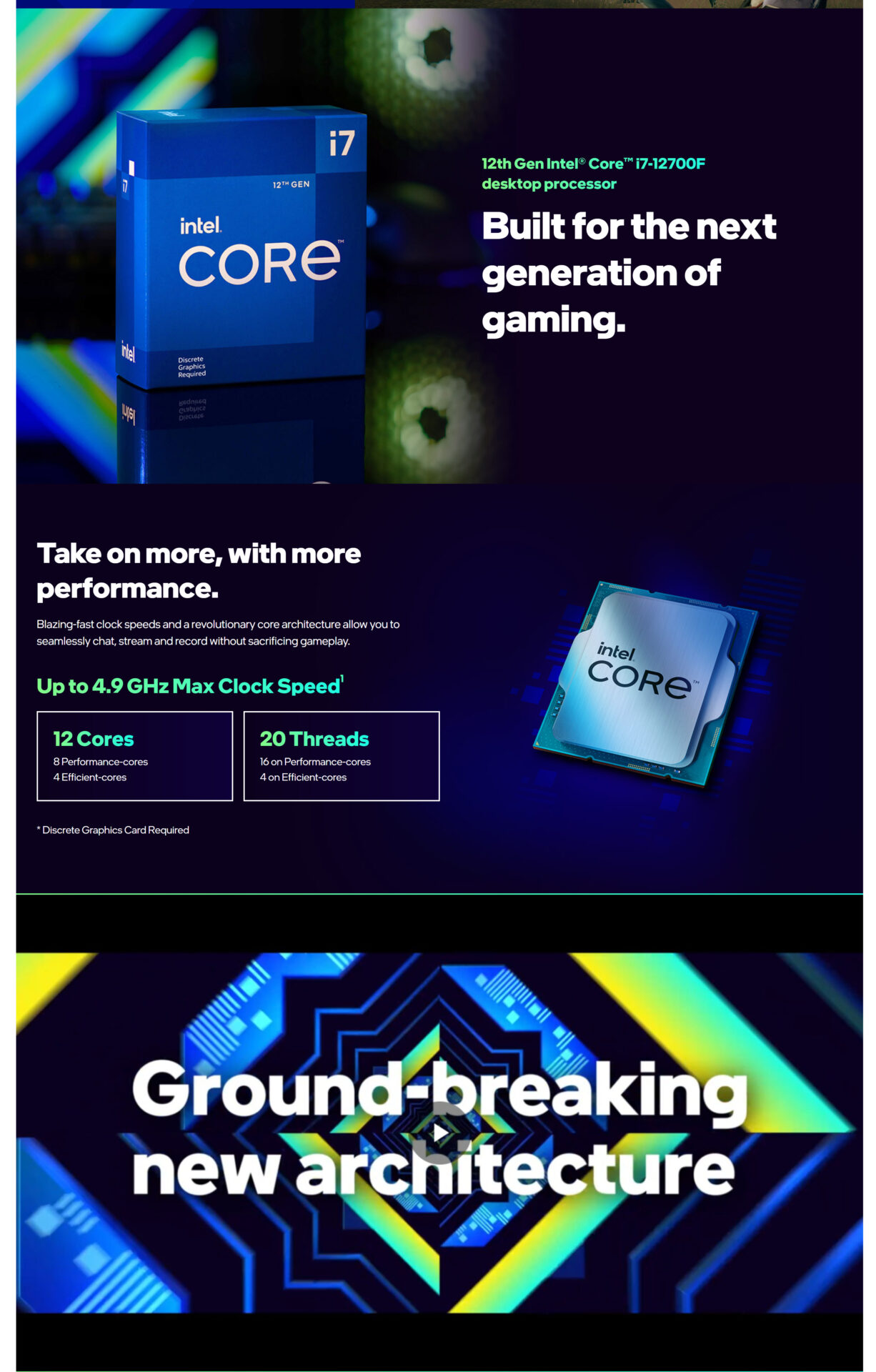 英特尔 酷睿 i7 12700F 12 Core LGA 1700 CPU 处理器